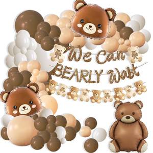 lot 14408 image: Bearly Wait Baby Shower Decorations Boho Bear Balloons,Bearly Wait Banner with Slogans,129pcs Nude and Brown Balloon Arch, Bear Baby Shower Gender Reveal,Birthday Party
