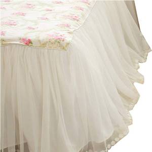 lot 14414 image: LELVA Dust Ruffled Bed Skirts Full Size Wrap Around Lace Bed Ruffle with Platform 18 inch Deep Drop Cotton Floral Girls Bed Sheets White