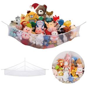 lot 14422 image: X-Large Stuffed Animal Net Hammock Corner (Fixed Size Min 3��6�� Right-angled Corner Space Each Side, Non-Stretchable) Toy Organizer for Plushies Teddy and Squishmallow (White, X-Large)