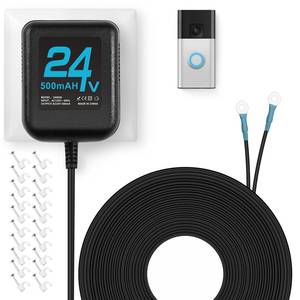 lot 14426 image: 24V Doorbell Transformer, AC Adapter for All Ring Video Doorbell Versions, 16.4ft Doorbell Power Supply, Power Cable Compatible with Ring, Nest, Wyze, and Eufy Doorbells (Black)