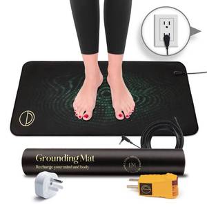 lot 14429 image: Grounding Mat for Feet (13x29in) �� Earth Connected Wellness for Pain Relief, Muscle Tension & Relaxation �� Travel Size Grounding Pad with Outlet Tester by Earth and Moon