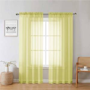 lot 14436 image: Lecloud Lemon Sheer Curtains 72 Inches Long 2 Panels, Solid Voile Rustic Window Curtains for Bedroom Dining Room, Light Filtering Rod Pockets Living Room Decor Drapes, Each Panel 42 W x 72 L