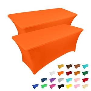 lot 14442 image: IVAPUPU 2 Pack 6FT Table Cloth for Rectangular Fitted Events Stretch Orange Table Covers Washable Spandex Tablecloth Protector for Party, Wedding, Cocktail, Banquet, Festival