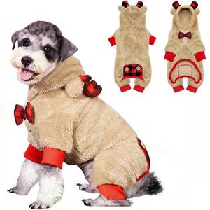 lot 14447 image: KYEESE Holiday Dog Pajama Christmas Reindeer with Bowtie Red Buffalo Check Small Dog Pajamas Plaid Pet Pajamas,X-Large