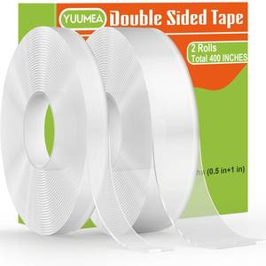 lot 14461 image: YUUMEA Double Sided Tape, Nano Mounting Tape Heavy Duty (2 Sizes, Total 400 INCHES), Clear Two Sided Wall Tape, Removable Picture Hanging Adhesive Tape Strips, Poster Carpet Tape for Home Office Car