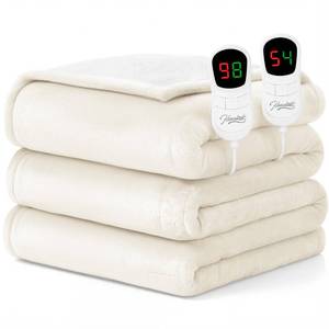 lot 15681 image: Homemate Electric Heated Blanket Queen Size - 84x90 Heating Blanket Queen Size Dual Control 12468 Hours Auto-Off 10 Heat Level Over-Heat Protection Flannel Sherpa ETL Certification