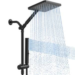 lot 15686 image: Hombeter Shower Heads with Handheld Combo, 10 Inch High Pressure Rain Shower Head, Height Adjustable Dual 2 in 1 Shower Head System with Stainless Steel Hose, Matte Black