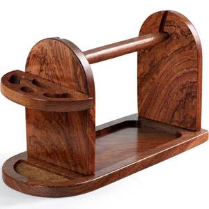 lot 15693 image: Savina Hardwood Yarn Holder for Knitting & Crochet, Heavy-Duty Horizontal Yarn Spindle Dispenser, Durable Yarn Ball Organizer, Ideal Craft Companion
