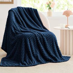 lot 15695 image: BEDELITE Fleece Blanket Twin Size for Bed Couch, 3D Jacquard Decorative Navy Throw, Soft and Cozy Warm Plush Fuzzy Blanket All Seasons Suitable, 60x80Inches