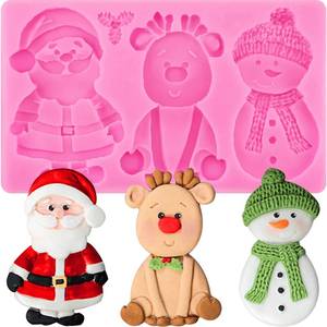 lot 16177 image: Christmas Fondant Molds Christmas Silicone Candy Molds 3D Santa Claus Snowman Reindeer Silicone Christmas Cookie Mold Candy Cane Chocolate Mold for Candy Pudding Jelly Cake Cupcake Topper Decoration