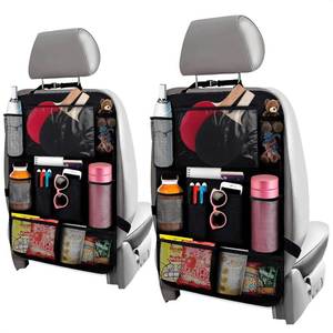 lot 16181 image: 2 Pcs Backseat Car Organizer - Universal 23.4x16 Back Seat Car Organizer with 9 Large Pockets & Clear Tablet Holder, Made of Reliable Polyester with Long and Strong Straps - Easy to Attach & Clean