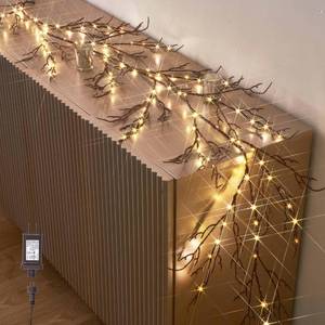 lot 19879 image: Hairui Lighted Brown Garland 6FT 120 LED Fairy Lights Plug in, Twig Vine with Lights for Christmas Fireplace Mantle Table Decoration Indoor Outdoor