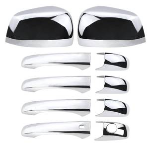 lot 19886 image: Lqito Left and Right Side Mirror Covers and Door Handle Covers Compatible with 2011-2021 J-eep Grand Cherokee D-odge Durango (Chrome)