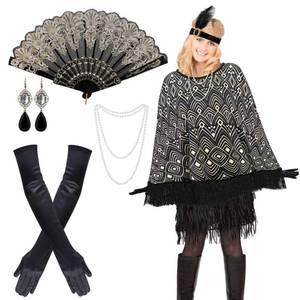 lot 20093 image: ZhouBoat 6Pcs 1920s Flapper Accessories Set for Women, Roaring 20s Accessories, Flapper Shawl Outfits for Cosplay Costume