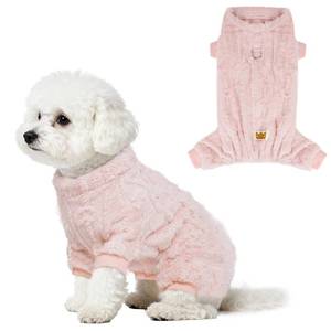 lot 20108 image: Topbuti Plush Dog Pajamas for for Small Dogs Cats, Dog Sweater with Leash Ring Ultra Soft Warm Pet Clothes Puppy Onesie Outfits Doggy Pjs Jumpsuit for Winter Christmas (Pink, Small)