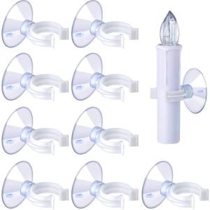 lot 20116 image: Boao 50 Pieces Christmas Candle Suction Cups Holder Window Candle Clamp Clips Plastic Candle Suction Cups for Home Weeding Party Decoration