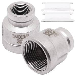 lot 20120 image: SWZHAI 2 Pack 34 x 38 NPT Female Threaded Pipe Fitting, 304 Stainless Steel Reducing Coupling, Forging Threaded Reducer Pipe Fitting