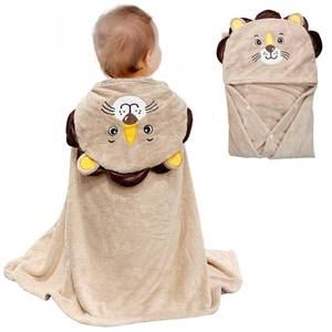 lot 20128 image: ROMASA Baby Bath Towel Ultra Soft Hooded Towel Highly Absorbent Bathrobe Blanket Toddlers Shower Gifts for Boys Girls-27.5 x 55 (Khaki Lion)