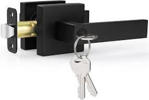 lot 5849 image: Door handle set with keys and lock color black
