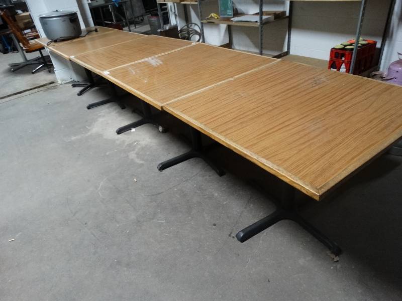 lot 5988 image: 4 matching pedestal base dining tables