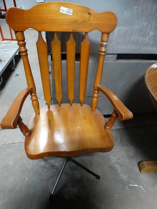 lot 14001 image: Wood dining chair w metal base