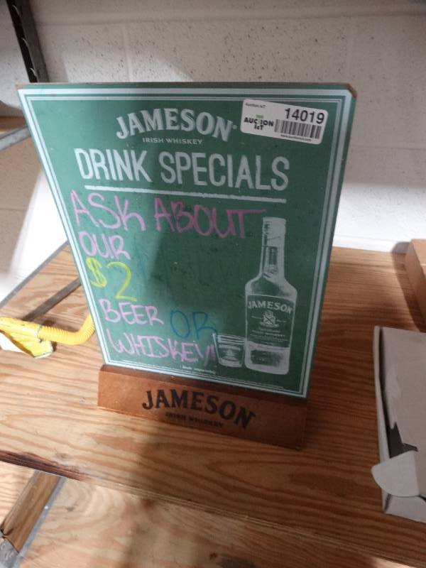 lot 14019 image: Jameson Irish Whiskey chalkboard table top sign