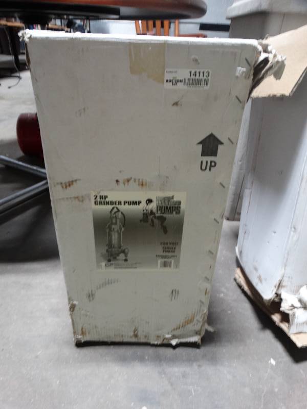 lot 14113 image: Blue Angel 2 hp grinder pump- New in box