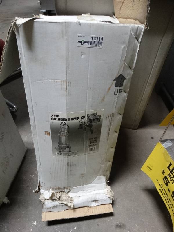 lot 14114 image: Blue Angel 2 hp grinder pump- New in box