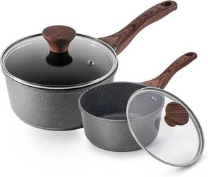lot 171039 image: SENSARTE Nonstick Sauce Pan with Lid Saucepan Set, Swiss Granite Coating Sauce Pot Kitchen Cooking Pot Sets, Induction Comptable, Free of Intentionally Added PFOA, 1.5  2 QT