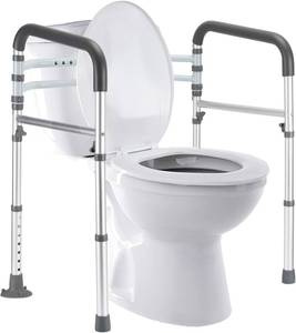lot 171042 image: Toilet Safety Rails, Adjustable Toilet Frame for Elderly, Seniors, Handicap & Disabled, Foldable Handicap Toilet Handles Fit Any Toilets (300 LB)