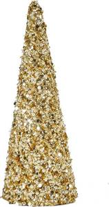 lot 171045 image: 11.8 Glitter Bead and Sequin Artificial Tabletop Christmas Tree, Gold, Set of 1