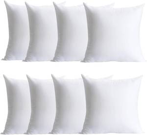 lot 171052 image: Plush and Durable Throw Pillow Inserts - 16 x 16 inches Set of 8, Hypoallergenic Polyester Fiber Fill - Perfect for Decorative Cushion Covers, Sofa and Bed Accent