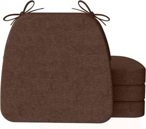 lot 171054 image: AAAAAcessories D-Shaped Chair Cushions, 2 Thick Dining Chair Pads with Ties and Removable, Machine-Washable Cover, 17 x 16, Set of 4, Brown