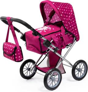 lot 171056 image: Bayer Design City Star Doll Pram - Bordeaux-White-Fairy - 2-in-1 Pushchair & Stroller, Adjustable Handle, Carry Cot & Bag, Dolls Up to 18, Kids 3