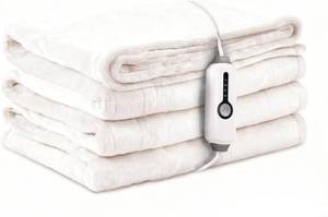 lot 171060 image: Electric Heated Blanket Full Size 72 84, Luxurious Breathable Flannel with 4 Heat Settings, 10-Hour Auto Shut-Off & Overheat Protection, for Bed & Couch, Cozy Gift - White