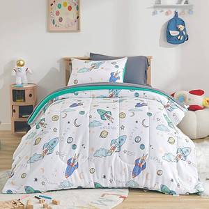 lot 171085 image: SLEEP ZONE Kids Comforter Set Twin Size, Jersey Knit 5 Pieces Bedding, Super Soft and Breathable Comforter with Sheets, Pillowcases (Multi Rocket)