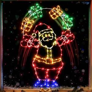 lot 271099 image: Christmas Window Decorations Lights, 24 Large Animated Light up Window Silhouette Lights for Indoor Home New Year Festival Holiday Decor(Juggling Santa)