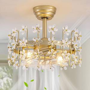 lot 271101 image: Modern Gold Crystal Fandelier Ceiling Fans with Lights and Remote,Chandelier Fan for Girls Bedroom,Living Room