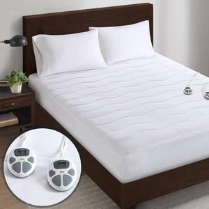 lot 271106 image: Retails for $108 Serta Heated Mattress Pad King Size - Electric Mattress Pad, 10 Heat Setting Controller, Auto Shut Off Timer, Deep Elastic Pocket, Up to 17 Mattress, ETL Certified, Machine Wash, King, White