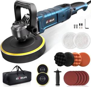 lot 271119 image: GEVEELIFE Buffer Polisher, 6 Inch7 Inch 1600W Rotary Car Buffer Polisher Waxer, 7 Variable Speed 1000-3500 RPM, Detachable Handle for Car, Boat Sanding, Polishing, Waxing