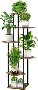 lot 271125 image: AZERPIAN Plant Stand 6 Tier Indoor Metal Flower Shelf for Multiple Plants Corner Tall Flower Holders for Patio Garden Living Room Balcony Bedroom, Black