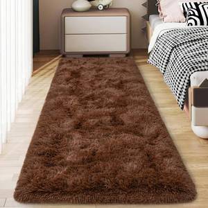 lot 271126 image: Soft Runner Rugs for Bedroom Hallways, 2x6 Brown Fluffy Shag Throw Area Rug Non Slip for Bedside Dorm, Long Shaggy Furry Carpet for Nursery Living Room