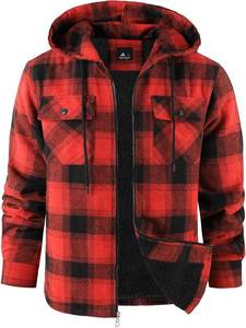 lot 271133 image: Little Beauty Mens Flannel Shirt Jacket Zip Up Fleece Plaid Jackets with Pokect Winter Warm Sherpa Lined Coat Hoodie