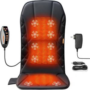 lot 271141 image: Upgraded Length Back Massager with Heat,10 Vibration Massage Seat Cushion for Home,Heated Seat Cover Cushion for Pain Relief