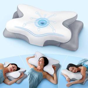 lot 271142 image: 2 Pack Cozyplayer Effective Pain Relief Cervical Neck Pillow for Sleeping, Ergonomic Cooling Side Sleeper Pillow for Neck Support, Odorless Contour Memory Foam Pillows, Bed Pillow for Stomach Back Sleeper