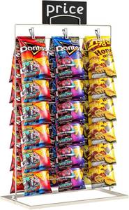 lot 271145 image: TJ.MOREE Chip Rack Display Stand, Chip Bag Holder for Party Display 3-Row 60 Clips Countertop Snack Hanger, Snack Retail Display Rack for Party, Concession (White)