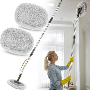 lot 371027 image: Wall Cleaner, Max 71 Wall Mop with Long Handle,Ceiling Dust Mop with 15 Labor-Saving Extension Pole,Baseboard Duster Washer Scrubber,High Reach WindowBathroom WallCar Cleaning Tools-Gray