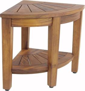 lot 371033 image: Retails for $110 AquaTeak The Original 15.5 Kai Corner Teak Shower Bench with Shelf