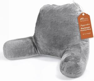 lot 371034 image: Sasttie Reading Pillows for Sitting in Bed Adult, Velvet Back Pillow Bed Sitting Up, Back-Rest Support Cushion for Sit Up on Couch, Sofa, and Floor, Dorm Essentials, Oeko-Tex Certified, Dark Grey