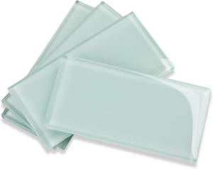 lot 371039 image: Glass Subway Tile, Glass Tiles 3x6 Inch for Kitchen Backsplash Bathroom Shower Wall Ice Age (32 Pcs, 4 sq.ft.)